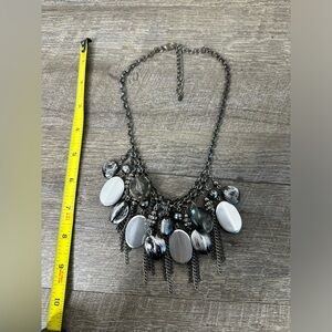 Premier Designs ‘On The Fringe” Hematite, Crystal And Enamel Pendant Necklace